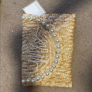 Shiraleah Tan and White Clutch with Elegant Design